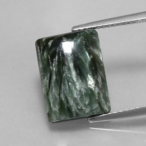 Serafinite naturale verde da 5,99 ct, baguette, opaco