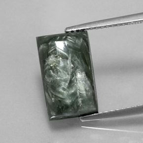 Serafinito Verde naturale da 5.26 ct, Taglio a baguette, Opaco