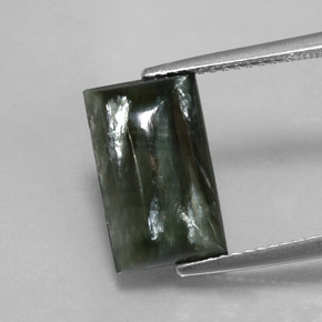 Serafinito Verde naturale da 4.33 ct, Taglio a baguette, Opaco