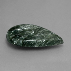 Serafinite naturale verde da 19,58 ct, taglio a pera, opaco