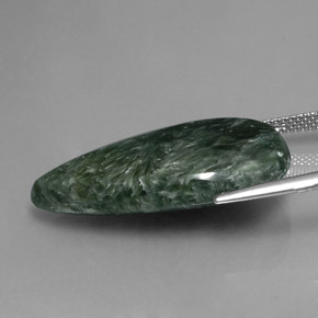 Serafinite naturale verde da 19,58 ct, taglio a pera, opaco