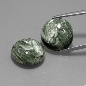 Serafinite naturale verde da 20,65 ct, taglio rotondo, opaco