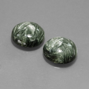 Serafinite naturale verde da 20,65 ct, taglio rotondo, opaco