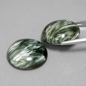 Gemme di Serafinito Verde naturale da  ct, Taglio rotondo, Opaco