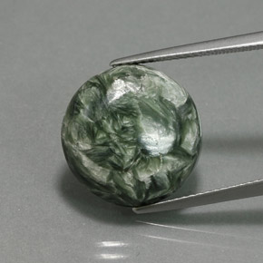 Serafinite naturale verde da 9,92 ct, taglio rotondo, opaco