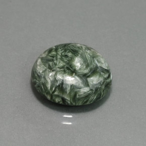 Serafinite naturale verde da 9,92 ct, taglio rotondo, opaco