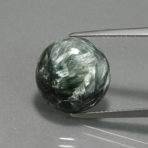 Serafinite naturale verde da 6,47 ct, taglio rotondo, opaco