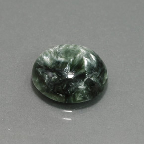Serafinite naturale verde da 6,47 ct, taglio rotondo, opaco