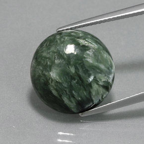 Serafinite verde naturale da 10,49 ct, taglio rotondo, opaco