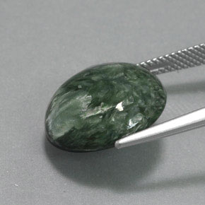 Serafinite verde naturale da 10,49 ct, taglio rotondo, opaco