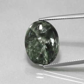 Serafinite naturale verde da 9,52 ct, taglio ovale, opaco