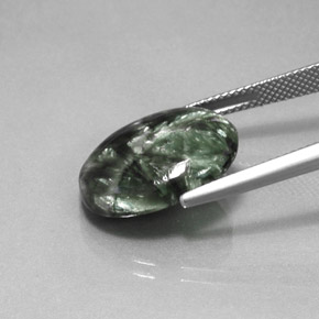 Serafinite naturale verde da 9,52 ct, taglio ovale, opaco