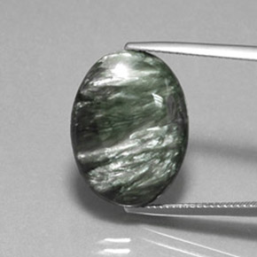 Serafinite naturale verde da 11,21 ct, taglio ovale, opaco