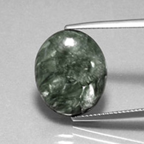 Serafinite naturale verde da 8,60 ct, taglio ovale, opaco