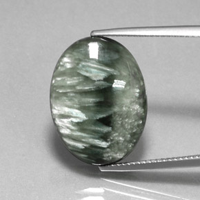 Serafinite naturale verde da 12,26 ct, taglio ovale, opaco