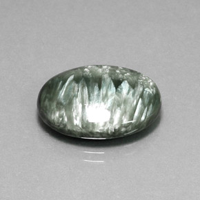 Serafinite naturale verde da 12,26 ct, taglio ovale, opaco