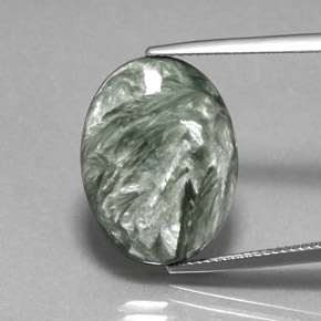 Serafinite naturale verde da 10,67 ct, taglio ovale, opaco
