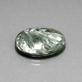 Serafinite naturale verde da 10,67 ct, taglio ovale, opaco
