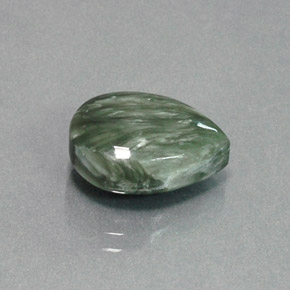 Serafinite naturale verde da 6,18 ct, taglio a pera, opaco