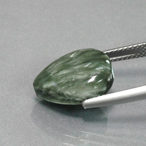 Serafinite naturale verde da 6,18 ct, taglio a pera, opaco