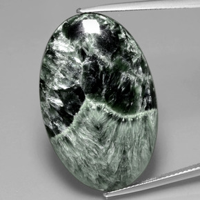 Serafinite naturale verde da 28,27 ct, taglio ovale, opaco