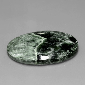 Serafinite naturale verde da 28,27 ct, taglio ovale, opaco