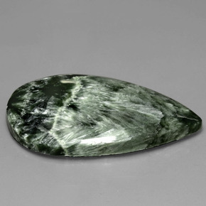 Serafinite naturale verde da 27,18 ct, taglio a pera, opaco