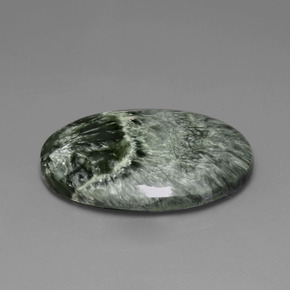 Serafinite naturale verde da 25,77 ct, taglio ovale, opaco
