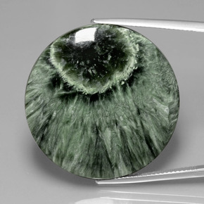 Serafinite naturale verde da 35,83 ct, taglio rotondo, opaco