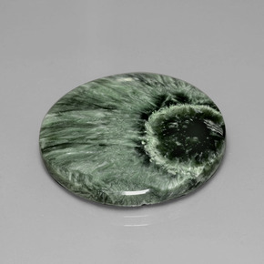Serafinite naturale verde da 35,83 ct, taglio rotondo, opaco