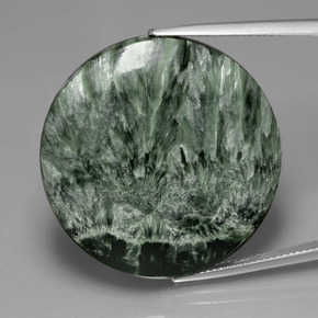 Serafinite naturale verde da 36,08 ct, taglio rotondo, opaco