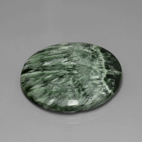 Serafinite naturale verde da 36,08 ct, taglio rotondo, opaco