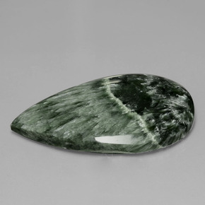 Serafinite naturale verde da 31,14 ct, taglio a pera, opaco