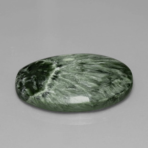 Serafinite naturale verde da 28,17 ct, taglio ovale, opaco