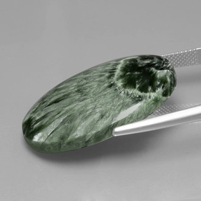 Serafinite naturale verde da 28,17 ct, taglio ovale, opaco