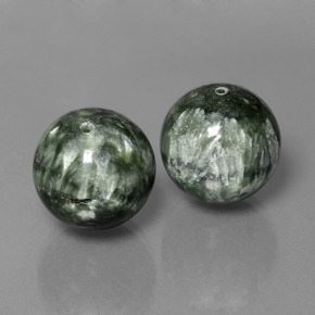 Serafinite naturale verde da 39,38 ct, sfera / palla, opaco