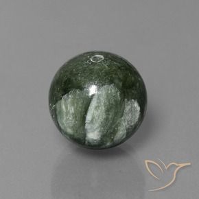 Serafinite naturale verde da 19,74 ct, sfera / palla, opaco