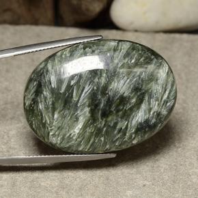 Serafinito Verde naturale da 50.25 ct, Taglio ovale, Opaco