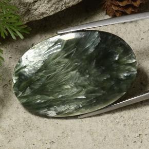 Serafinite naturale verde da 33,43 ct, taglio ovale, opaco