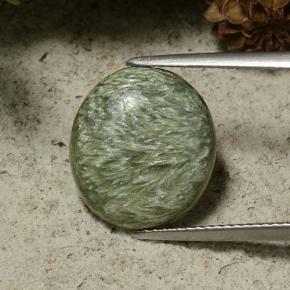 Serafinite naturale verde da 5,77 ct, taglio ovale, opaco