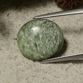 Serafinite naturale verde da 5,77 ct, taglio ovale, opaco