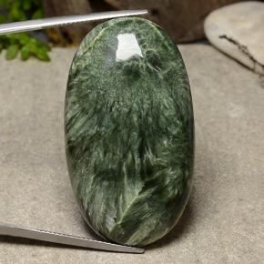 Serafinite naturale verde da 56,57 ct, taglio ovale, opaco