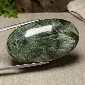 Serafinite naturale verde da 56,57 ct, taglio ovale, opaco