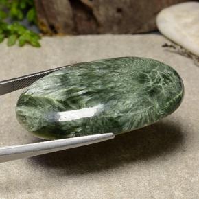 Serafinite naturale verde da 56,57 ct, taglio ovale, opaco