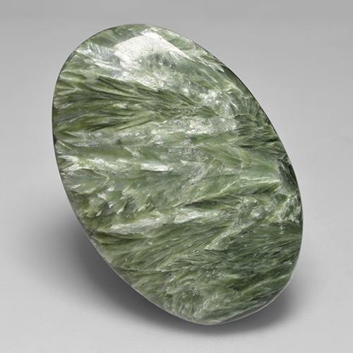 Serafinite naturale verde da 32,94 ct, taglio ovale, opaco