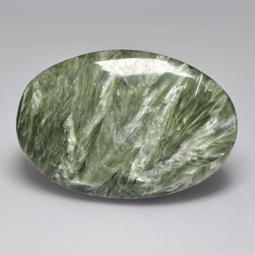 Serafinite naturale verde da 32,94 ct, taglio ovale, opaco