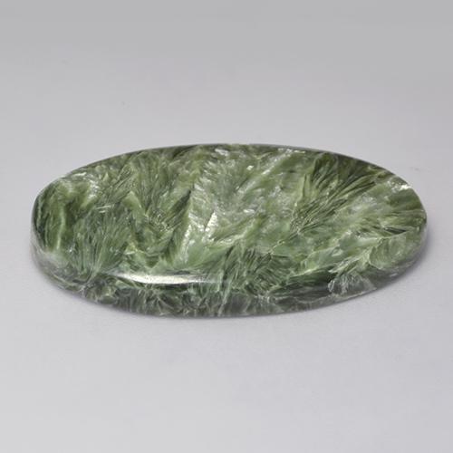 Serafinite naturale verde da 32,94 ct, taglio ovale, opaco