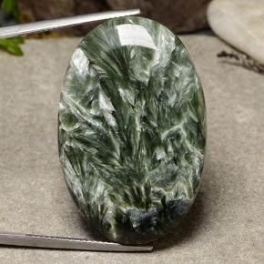 Serafinite naturale verde da 39,09 ct, taglio ovale, opaco