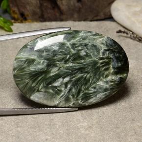 Serafinite naturale verde da 39,09 ct, taglio ovale, opaco