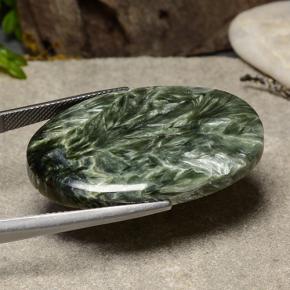 Serafinite naturale verde da 39,09 ct, taglio ovale, opaco